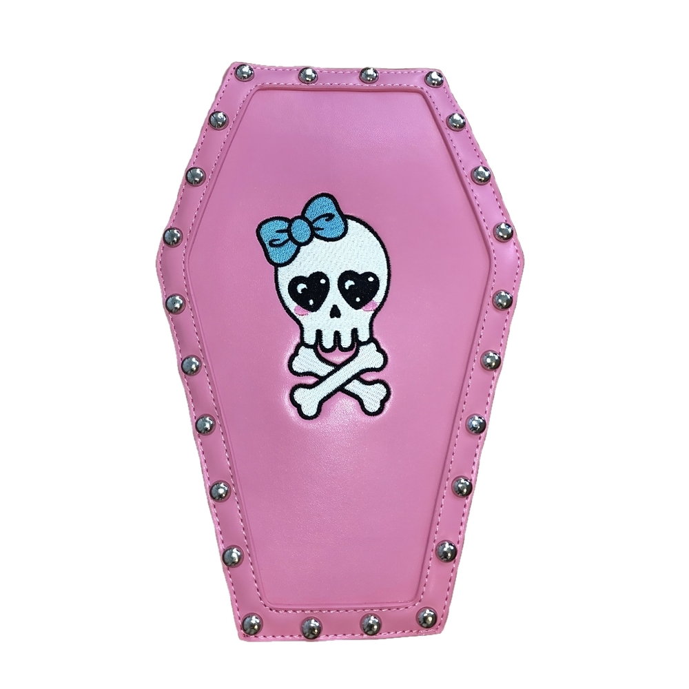 NWT Dolls Kill Pink and Blue Skull Coffin Bag